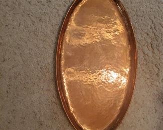 Incredible hand hammered Gustav Stickley copper tray 1898-1916 mark.