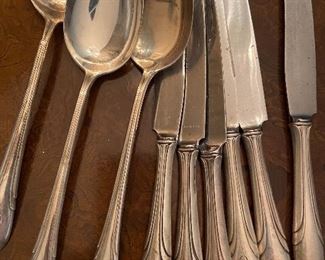 Serving spoons and knives-sterling