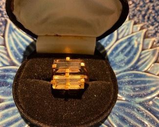 Jens Asby Denmark. 14k and Topaz and Citrine Modernist ring