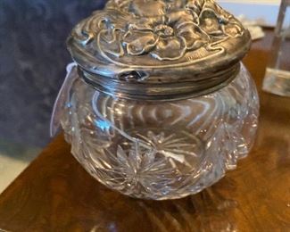 Art Nouveau sterling dresser jar - pair of them