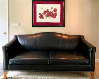 Item 9:  Ethan Allen Leather Sofa with Nailhead Trim - 84"l x 20.5"w x 33"h:  $1150