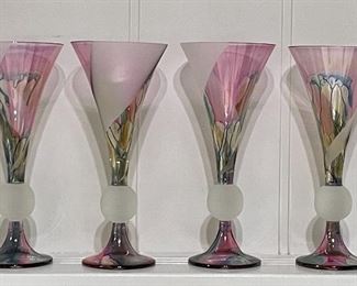 Item 44:  Set Of 4 Italian Art Glass Champagne Flutes: $95  