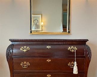 Item 13:  Century Furniture Mahogany Chippendale Bombe Bachelor Chest- 42.5"l x 19.25"w x 33"h:  $895