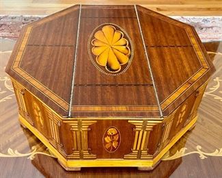 Item 23:  C. Najarian & Son Carved Box-this one even more intricate than the first! This Octagonal handmade box is stunning! - 15.25" x 6": $625