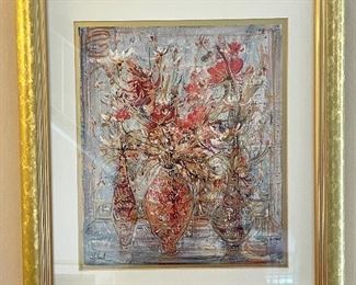 Item 26:  Hibel Lithograph in Gold Frame - 16.75" x 18.75":  $125