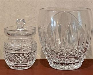 Item 82:  Galway Jar with Lid - 5" (left):   $28                                                               Item 83:  Wedgewood Vase - 5.75" (right):  $28