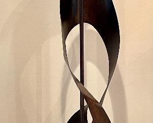 Item 16:  1960s Brutalist Sculpted Metal Table Lamp with Ebonized Bronze Finish designed by Richard Barr and Harold Weiss for Laurel Lamp Co. (needs a new shade) - 14.5": $695