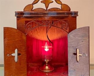 Item 102:  Religious Icon Box with Lamp - 11.75"l x 8"w x 16.5"h:  $32