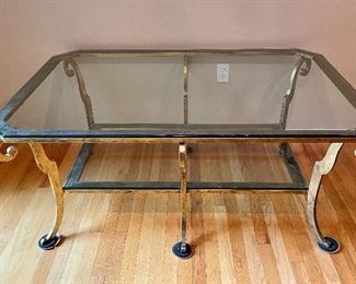 Item 21:  Iron and Glass Coffee Table - 56"l x 38"w x 24.25"h:  $425