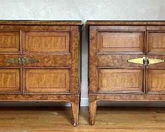 Item 121:  (2) Henredon Nightstands - 28"l x 19"w x 25"h (these need to be refinished  - primarily the tops: $150 for pair