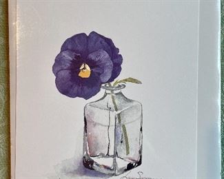 Item 135:  Lyn Snow "Single Flower in Vase" (unframed): $35