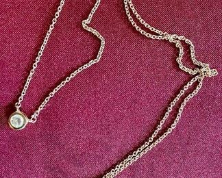 Item 150:  18K Necklace with Round Brilliant 1/4 Carat Diamond:  $445