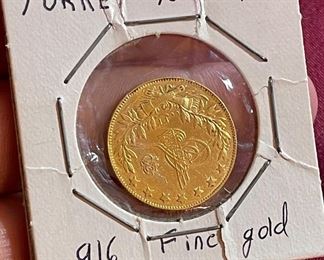Item 161:  Turkish 100 Piastres Gold Coin:  $350