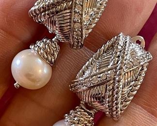 Item 217:  Sterling Silver Clip Earrings with Pearls:  $22
