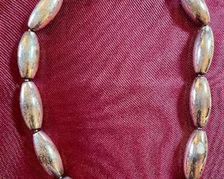 Item 219:  Sterling Oval Bead Necklace:  $32