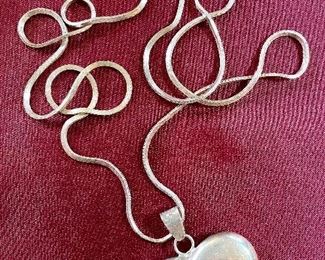 Item 221:  Sterling Silver Chain with Heart Charm - 16":  $58