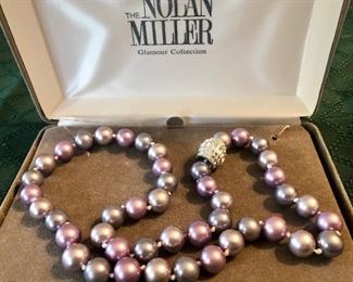 Item 241:  Nolan Miller Glamour Collection Pearl Necklace (Purple):  $40