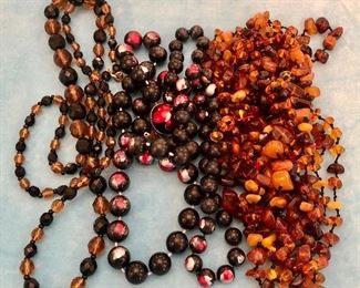 Item 378:  Lot of 3 Brown Beaded Necklaces:  $14