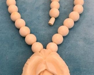 Item 306:  Carved Bone "Rose" Necklace:  $18