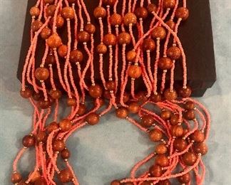 Item 307:  Joan Rivers Multi-Strand Coral Colored & Wood Beads:  $24