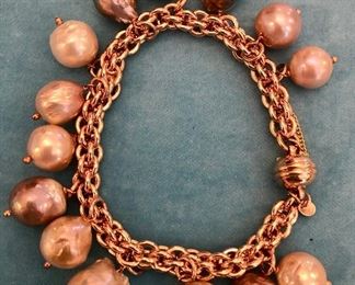 Item 361:  Bronzo Italian Faux Pearl Bracelet with Magnetic Clasp:  $20