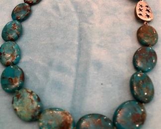 Item 324:  16" Hand Strung Turquoise Beads with Silver Clasp:  $48