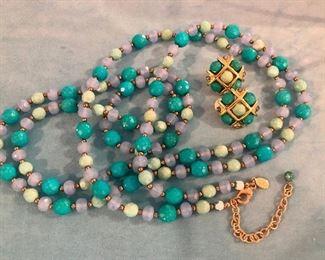 Item 326:  Joan Rivers Shadows of Blue & Green Earrings and Necklace:  $22