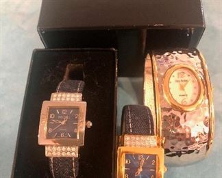 Item 319:  Joan Rivers Blue Denim Watch (left - in box):  $24                                                                                                            Item 320:  Joan Rivers Blue Denim Watch (middle):  $20                               Item 321:  Joan Rivers Cuff Watch (right):  $20