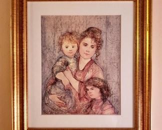 Item 271:  "Katha's Family" Lithograph by Edna Hibel -13.5" x 15.5": $125