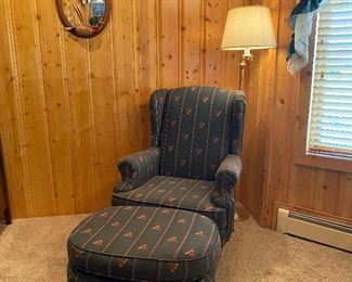 Cute armchair and ottoman with duck pattern