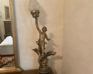 Antique French Figural Parlor lamp