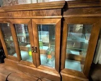 Glass and Wood  China Cabinet with light