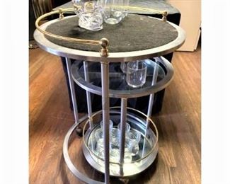 Metal and Glass fold out Bar side tables
