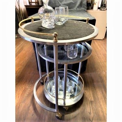 Metal and Glass fold out Bar side tables