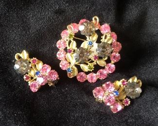 Vintage Costume Brooch & Earrings