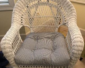 Pair of white wicker chairs