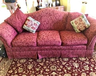 Burgundy fabric sofa