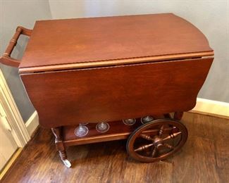 Drop leaf serving cart