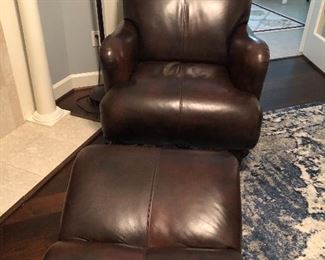 Leather chair and ottoman