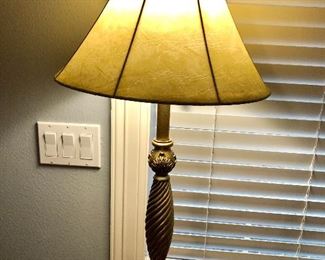 Pair gold finish lamps