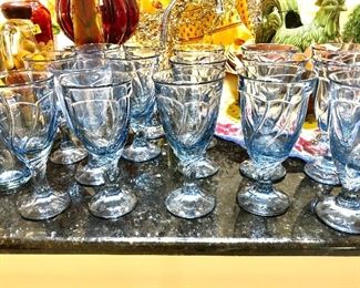 Set of blue glassware