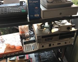 Office electronic include a Cascio cash register, Smith Corona typewriter and Texas Instruments calculator.