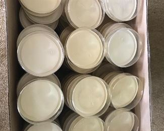 Plastic containers for candies or party favors.