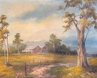 Large oil rural landscape. 
