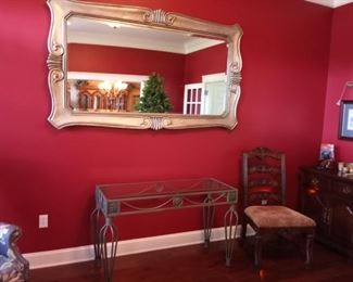 Large Silver Mirror, Glass top Silver Console Table