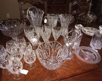 Crystal stems, bowls, vases
