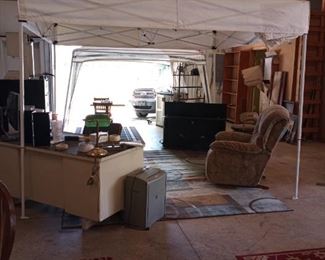 1 of several folding canopies, recliner, fireplace insert