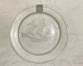 $20 - Lalique Crystal Plate - Sailing Ship