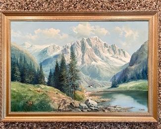 Framed Artwork / Landscape Painting, Signed 