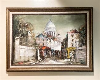 Framed Artwork / Cityscape Painting, Signed